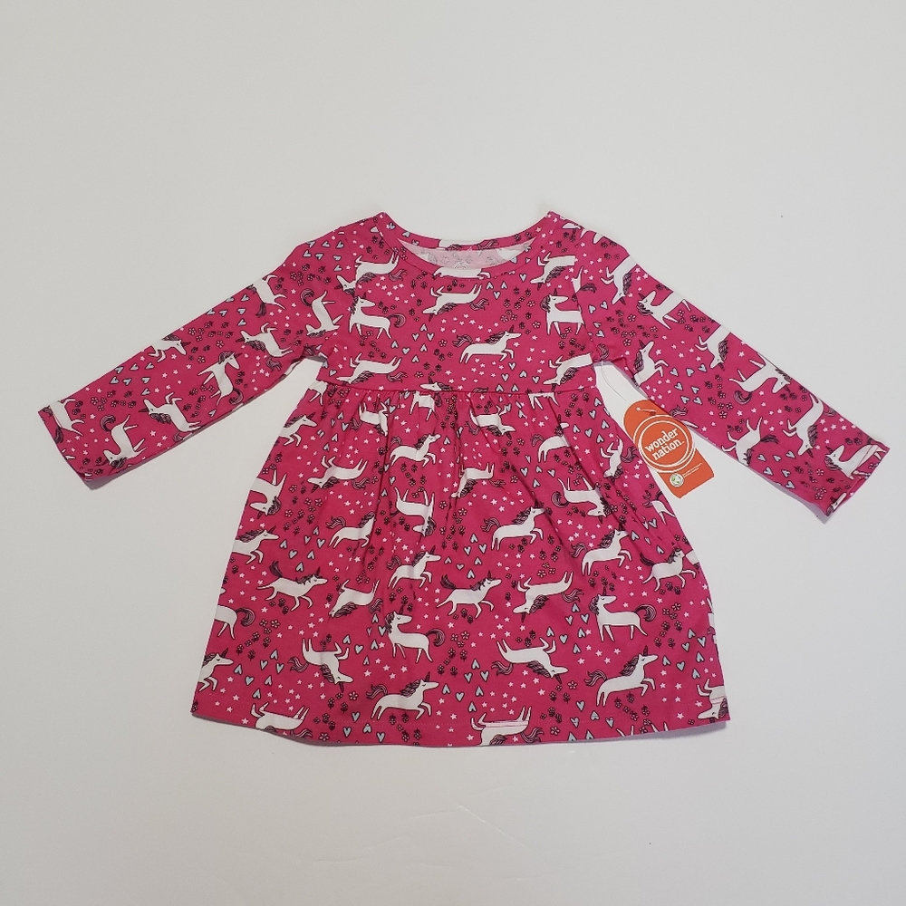 Wonder Nation Girls Long Sleeve Unicorn Knit Dress.